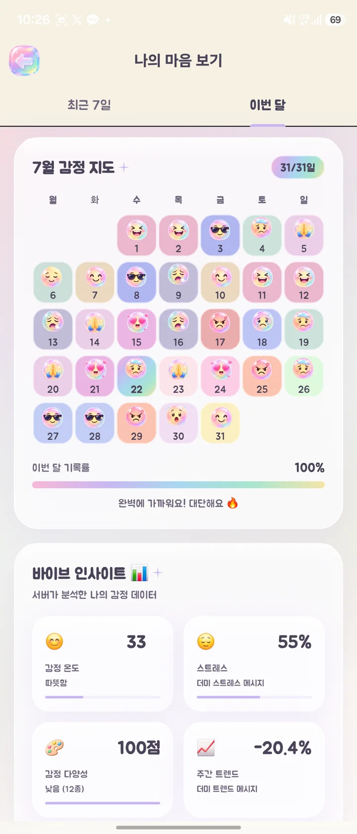월간 감정 지도와 바이브 인사이트